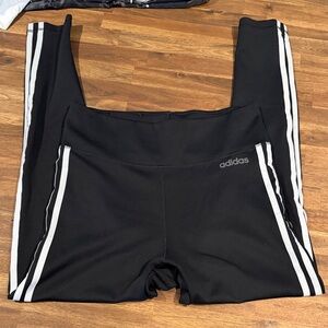 adidas Black Leggings with White Stripes